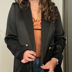 Rachel Zoe Black Satin Jacket / Coat